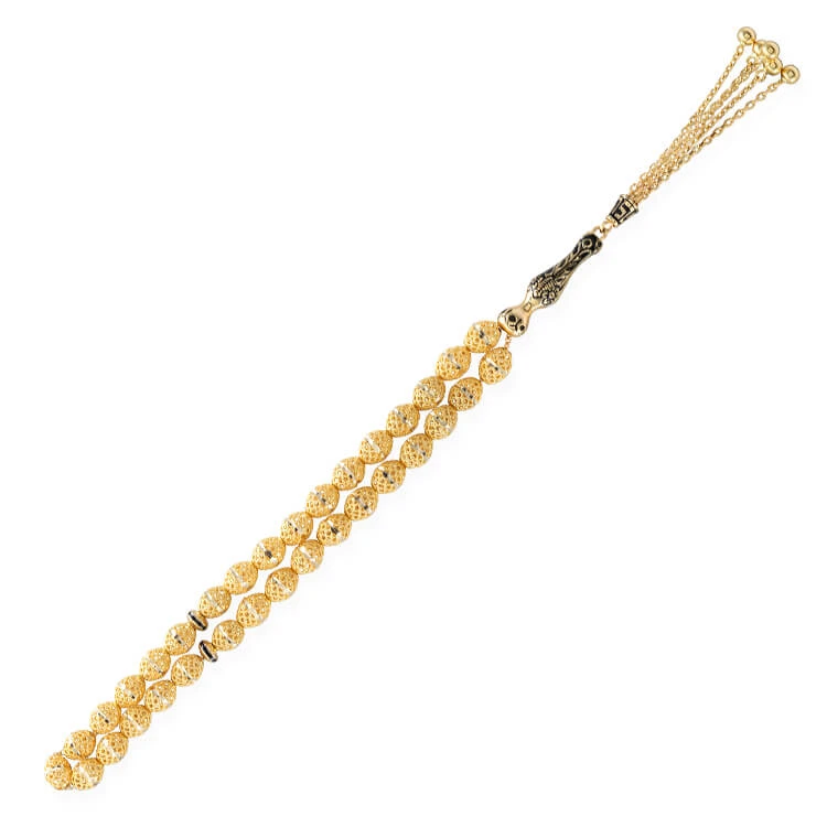 İmamesi Eskitme Detaylı 23.5 Cm Altın Tespih (TSP0014)
