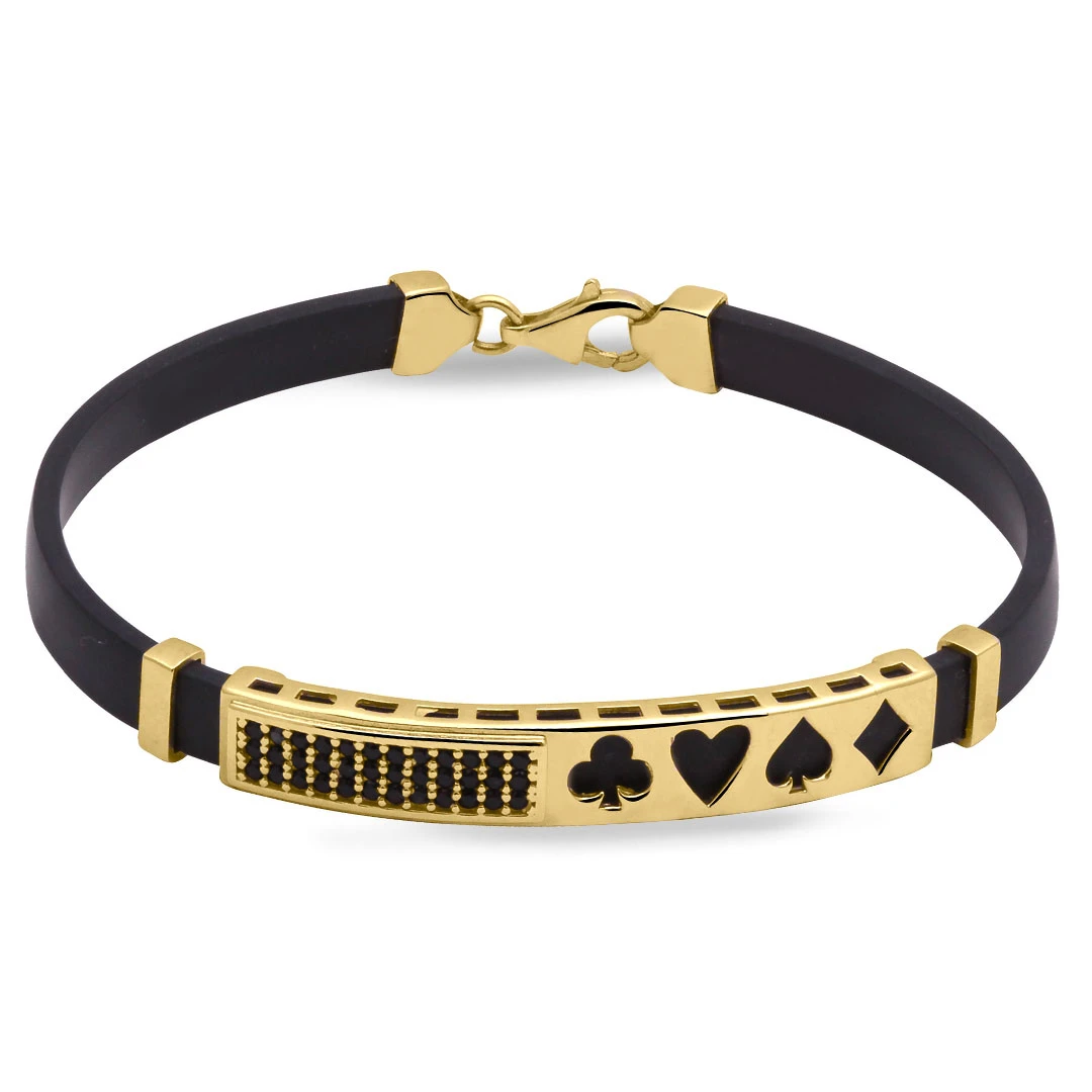 İskambil Detaylı Altın Erkek Bilekliği (BLK0337)