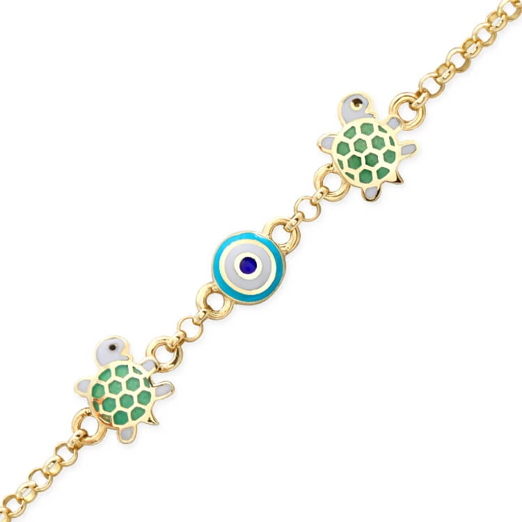 Kaplumbağalı Altın Çocuk Bileklik (CKN0050)