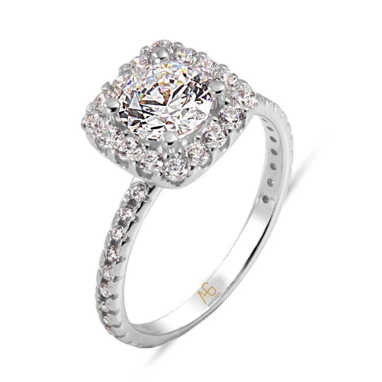 Kare Montür Altın Tektaş Yüzük (YZK0027)