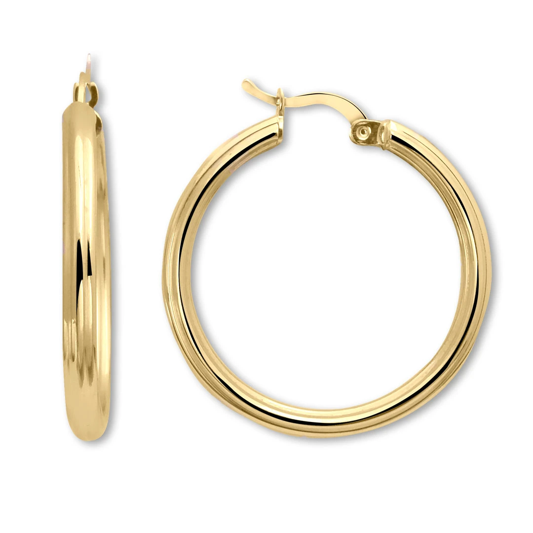 Kendinden Çizgili Altın 3 Cm Halka Küpe (KP0261)