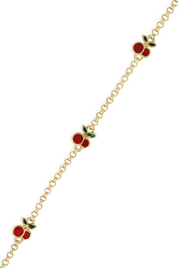 Kiraz Detaylı Altın Kız Çocuk Bileklik