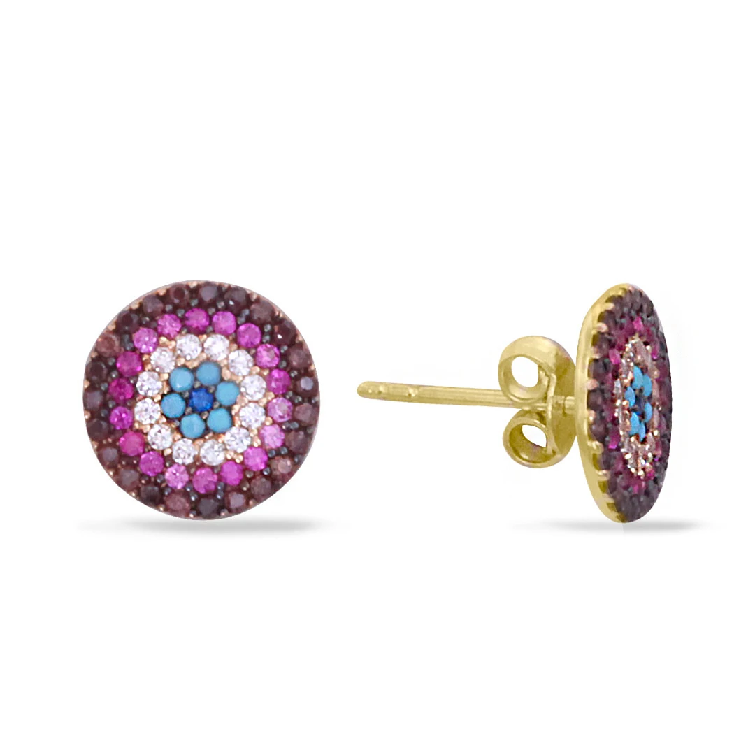 Kırmızı Renk Kombinasyonlu Nazar Küpe (KP0103)