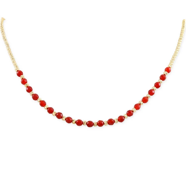 Kırmızı Taşlı Altın Toplu Kadın Kolye (KLY0050)