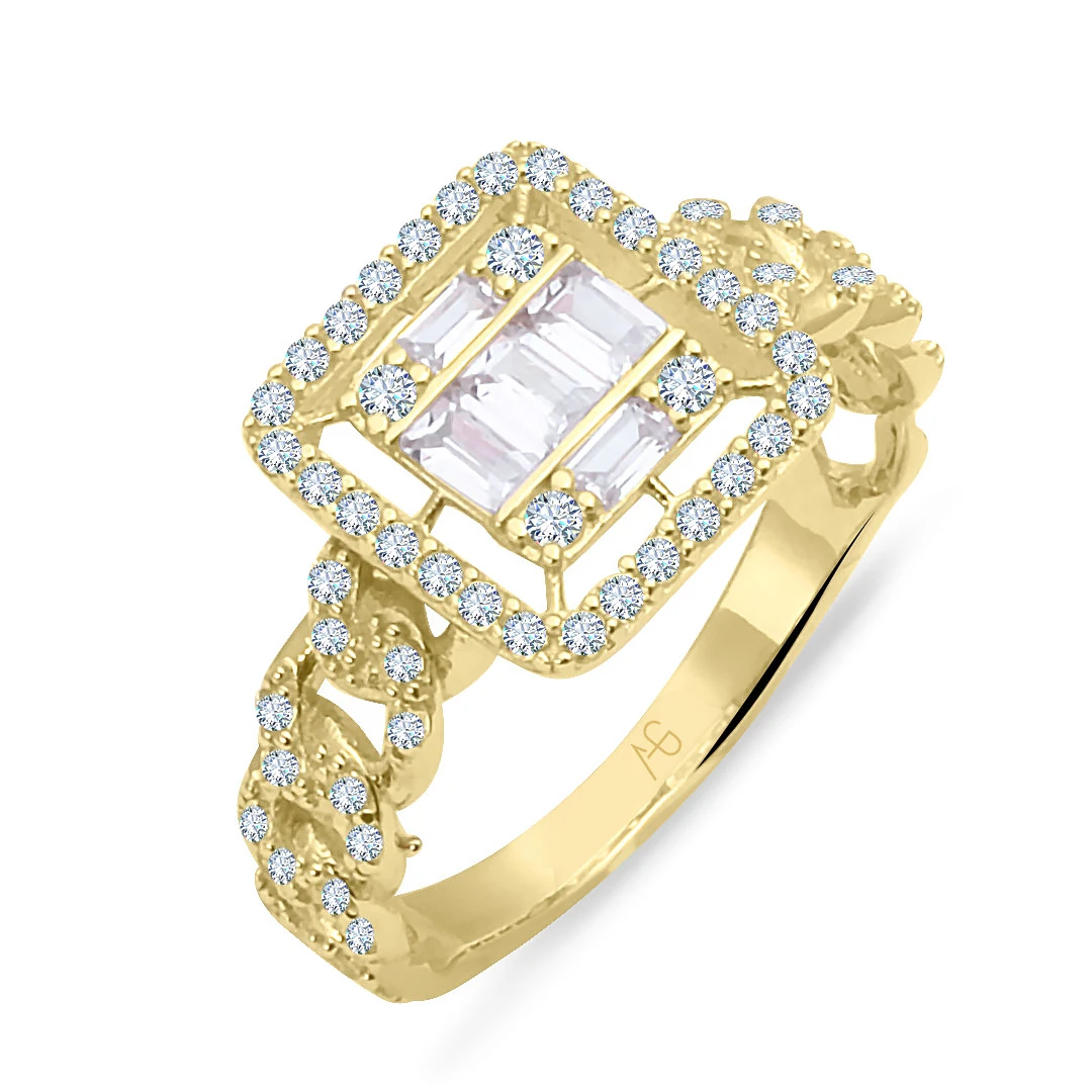 Kolu Taşlı Altın Baget Yüzük (YZK0230)