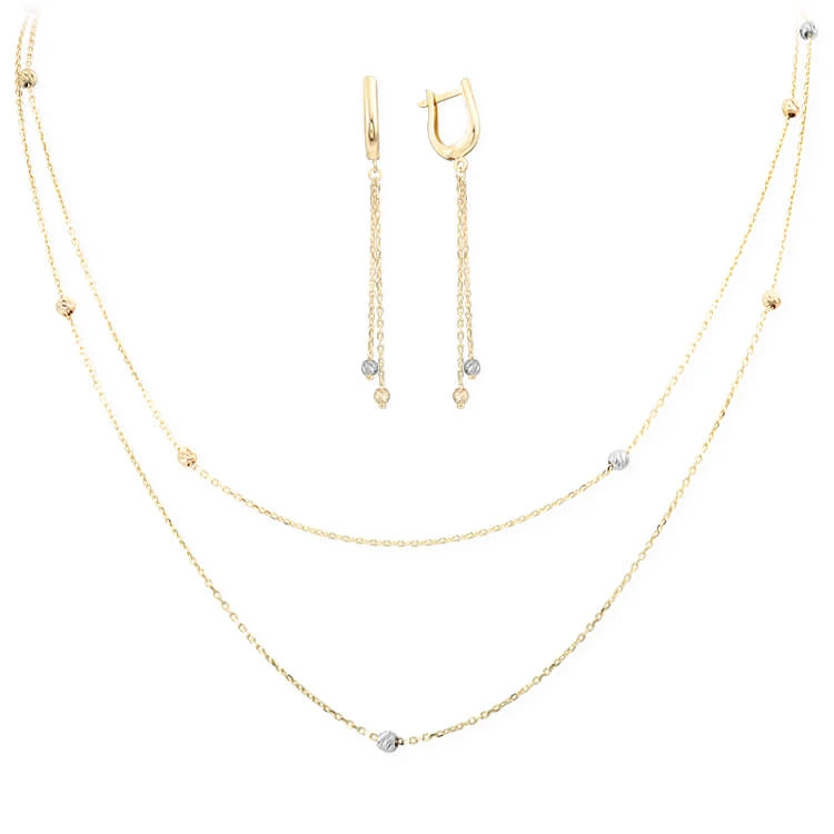 Kolye Küpe Dorika Altın İkili Takım (TKM0015)