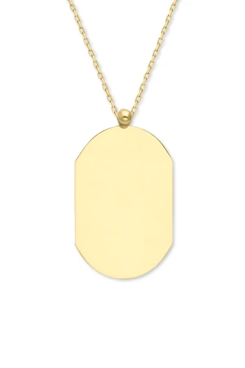 Köşegen Model Oval Künye İsimlik Kolye