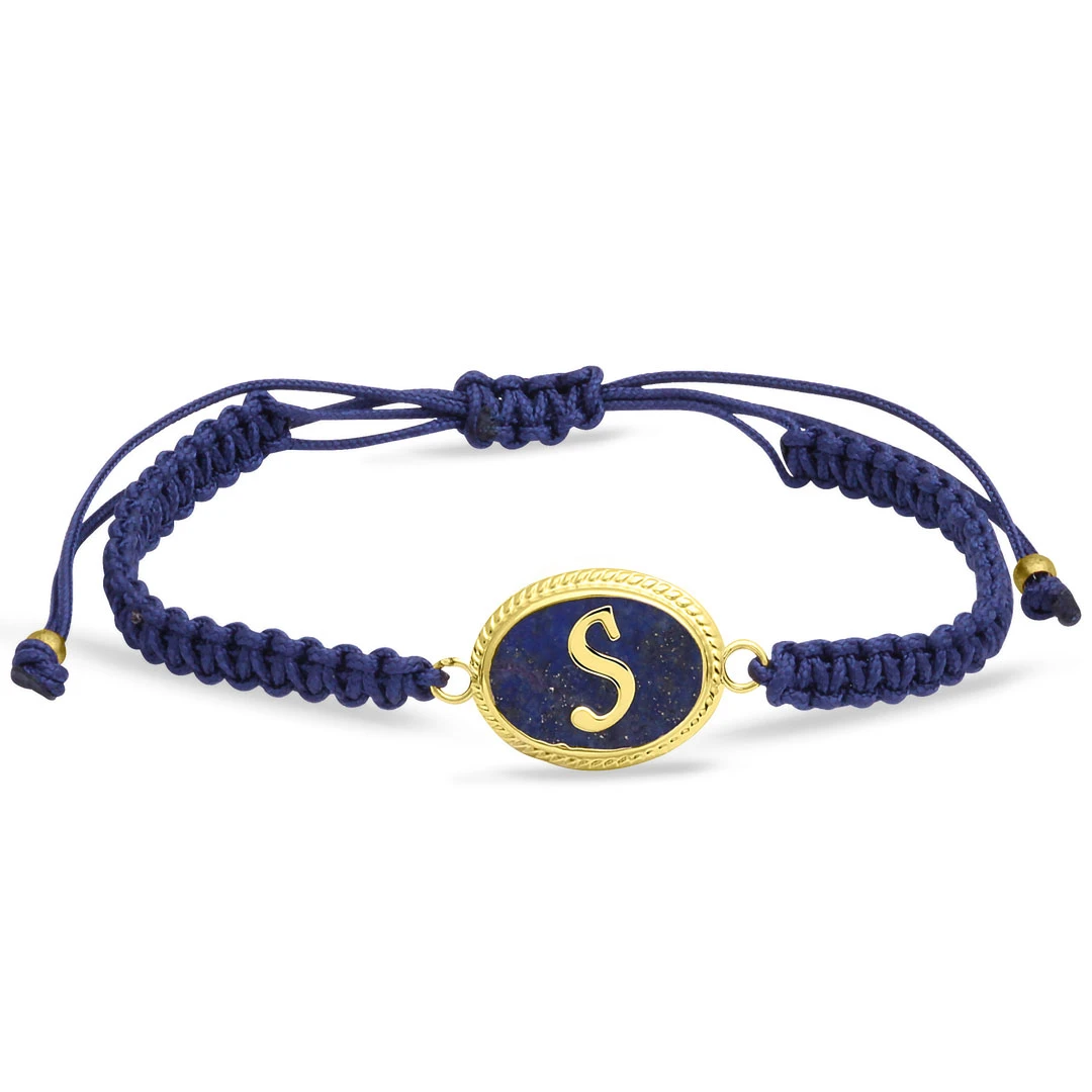Lapis Taşlı Altın Harf Bileklik (Tüm Harfler) (BLK0229)