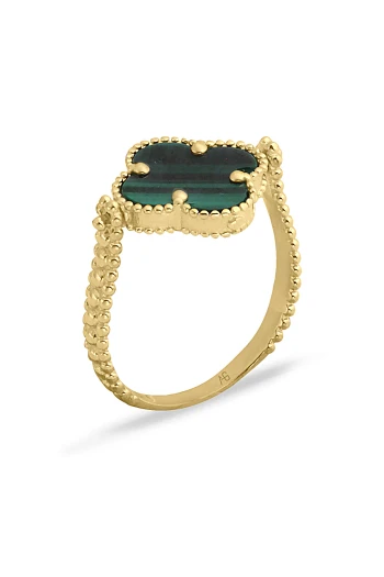 Malakit Taşlı Döner Başlı Yonca Yüzük