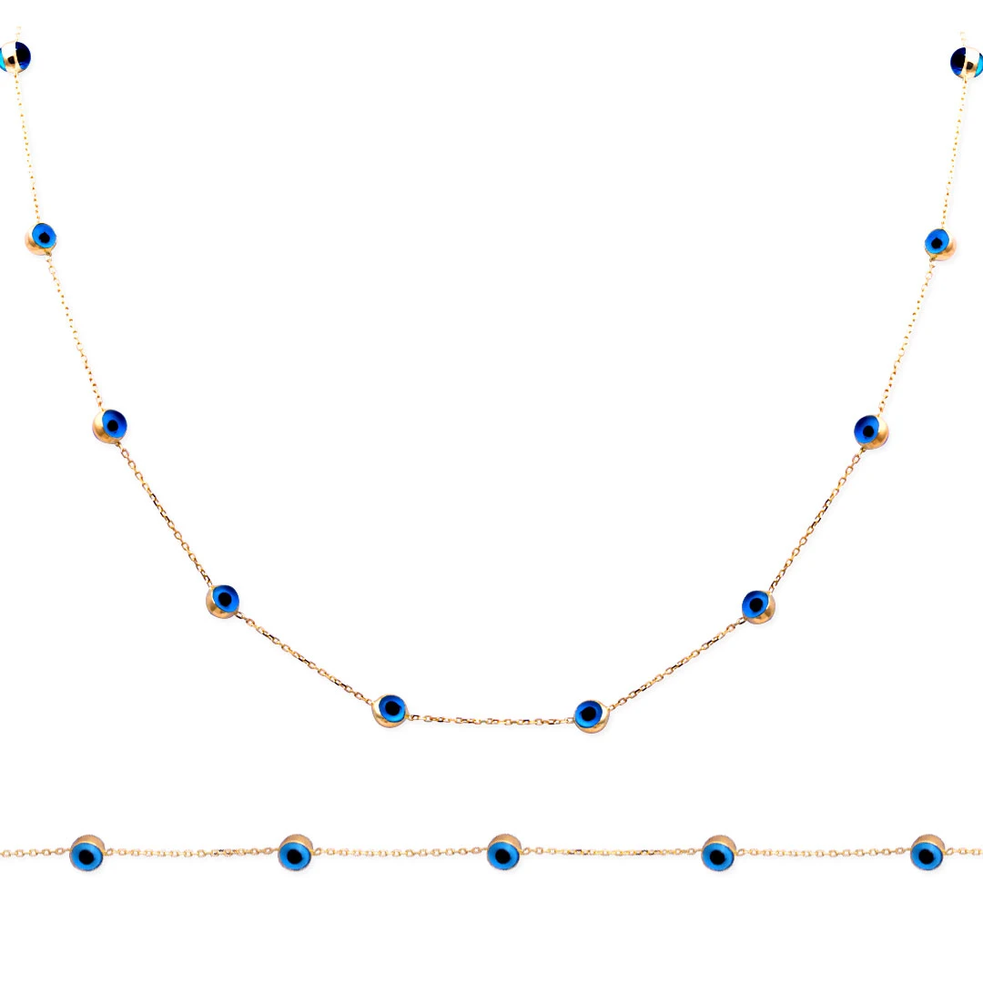 Mavi Göz Altın Kolye Bileklik Takım (TKM0031)