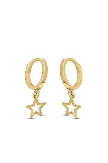 Mineli Kırmızı Kalpli Altın Çocuk Küpesi