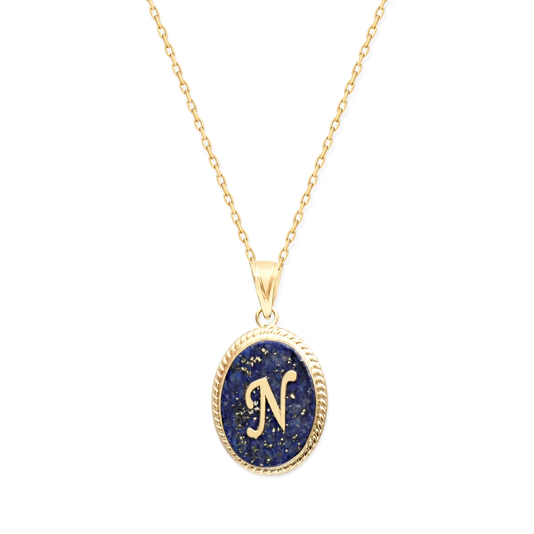 N Harfi Altın Lapis Kolye (KLY0115)