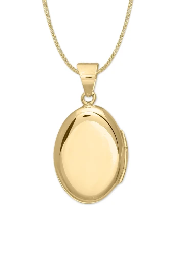 Oval Düz Model Altın Madalyon Kolye