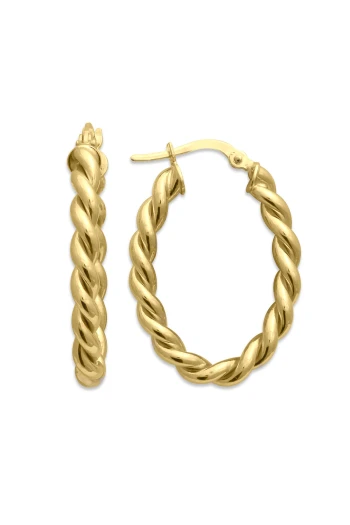 Oval Model Sıkı Burgu Altın Halka Küpe