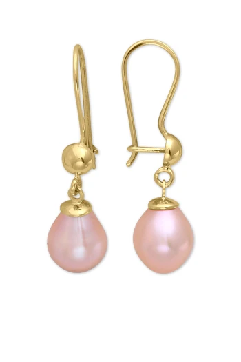 Pembe Drop İnci Altın Kapın Küpe