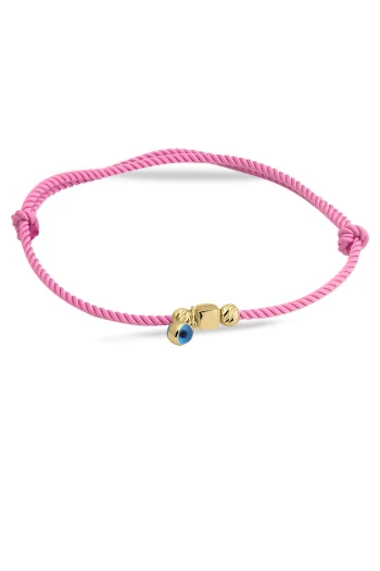 Pembe İpli Küp Minimal Altın Bileklik