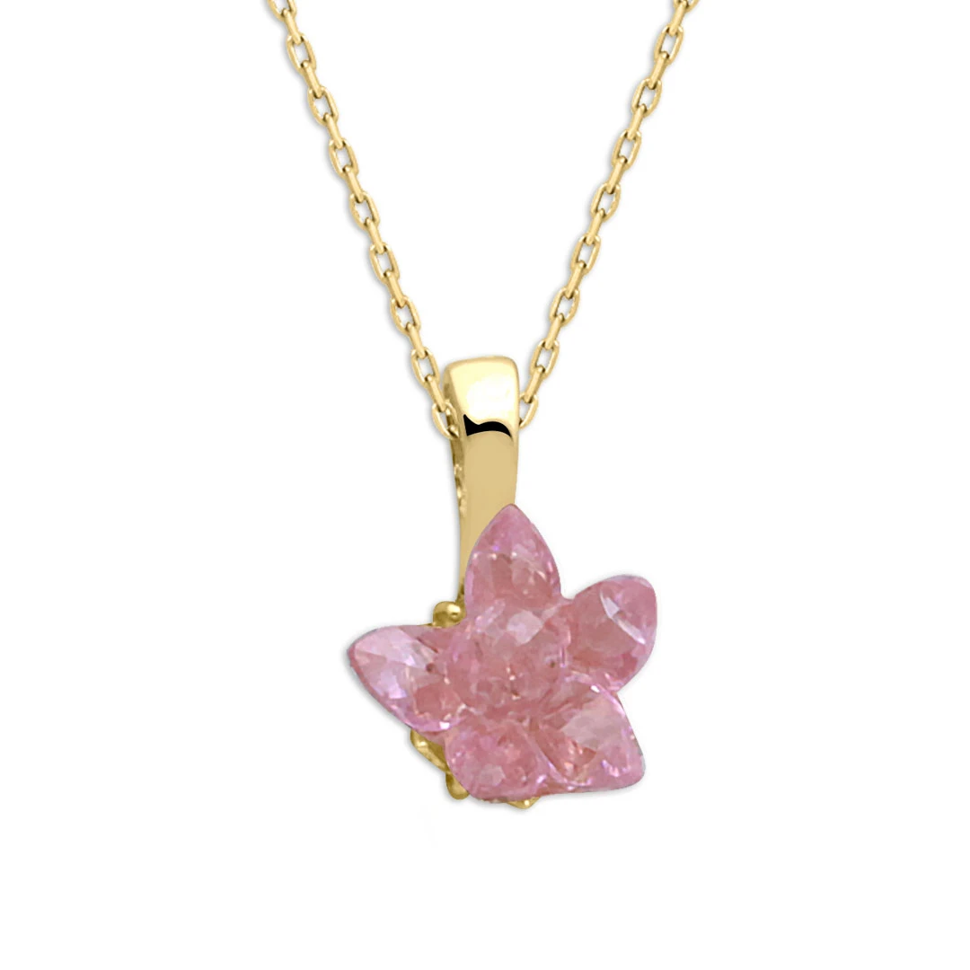 Pembe Lotus Çiçeği Altın Kolye (KLY0596)