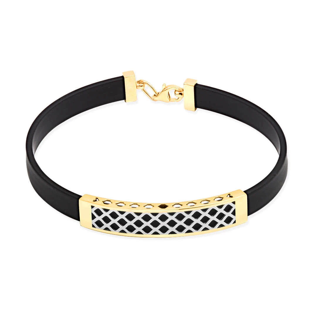 Petek Desenli Kauçuk Altın Erkek Bileklik (EBL0009)