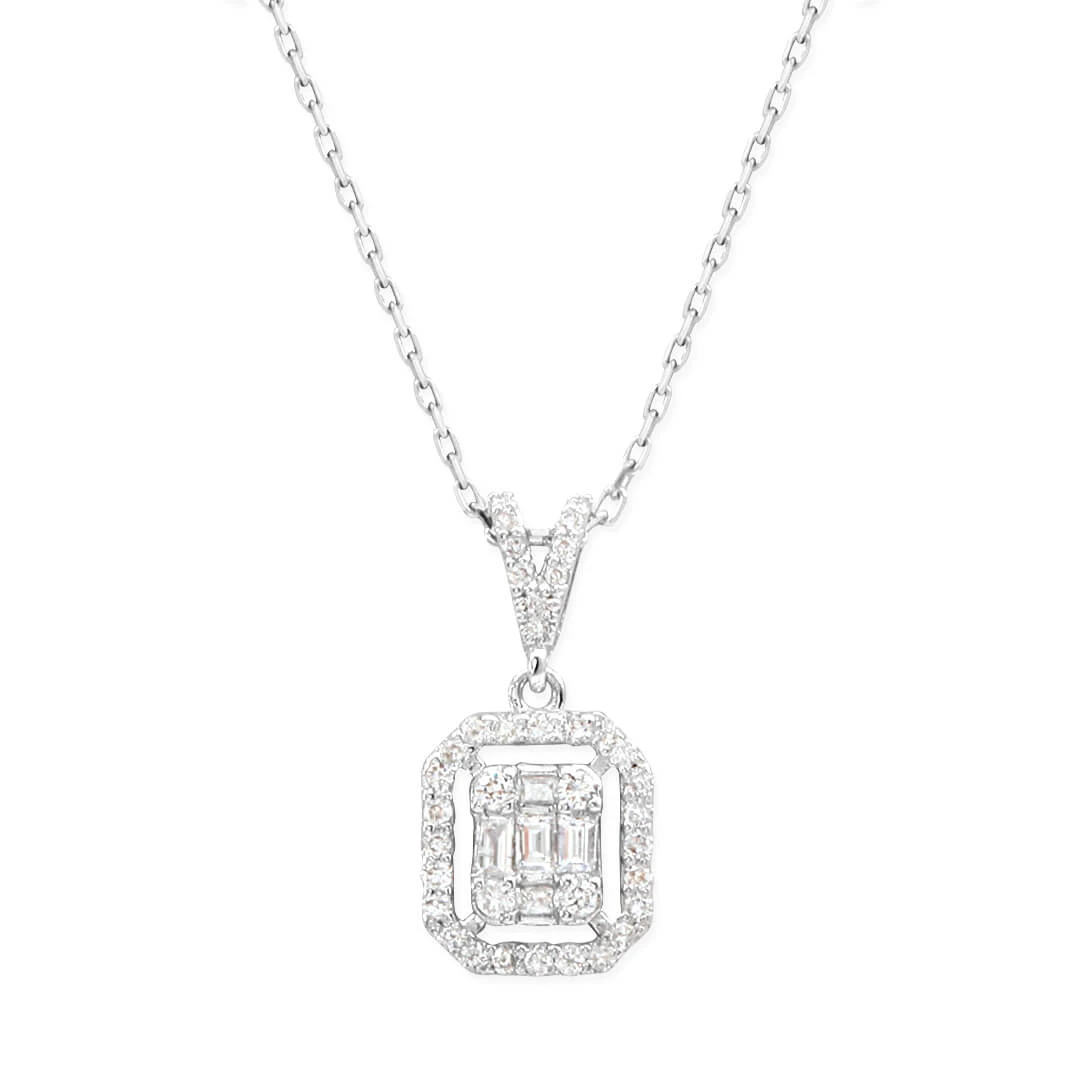 Pırlanta 0.25 Ct. Baget Taşlı Kolye (BKU7859)