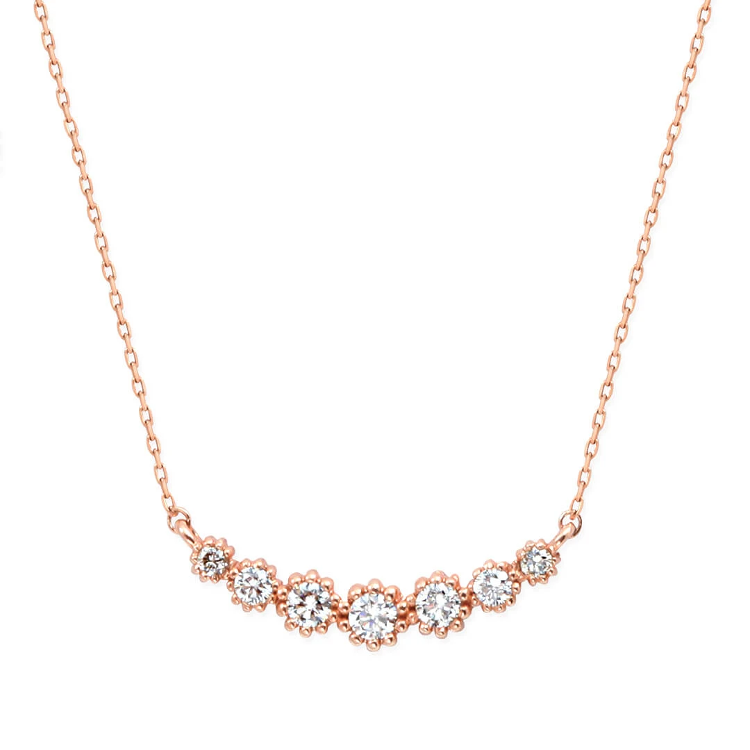 Pırlanta 7 Taşlı Rose Gold Kolye (BKU7096)