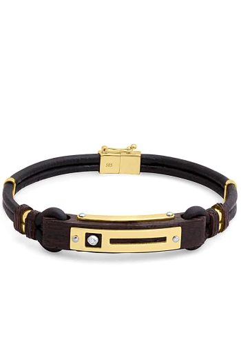 Pırlanta Detaylı Altın Tasarım Erkek Bileklik