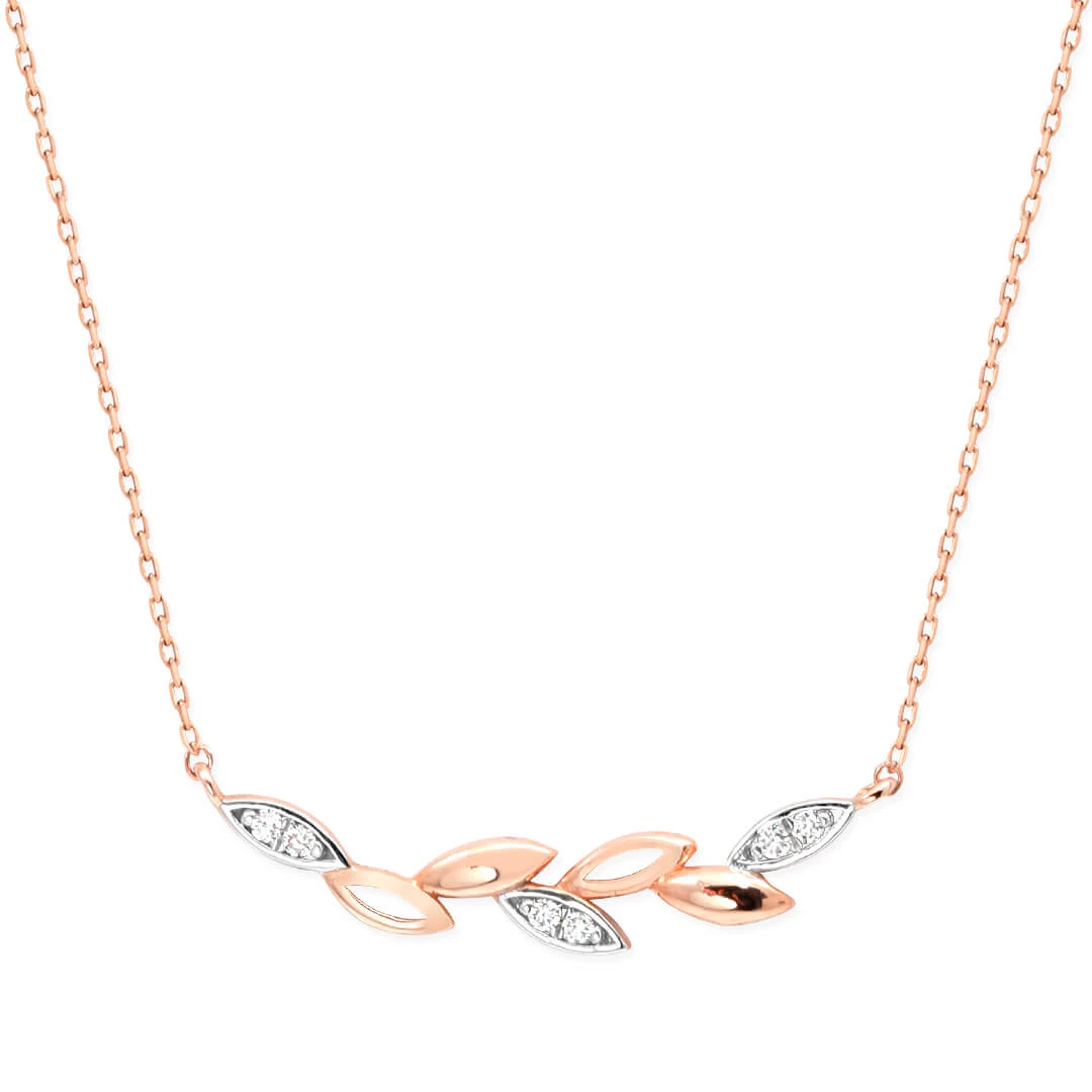 Pırlanta Rose Gold Yaprak Kolye (BKU7244)