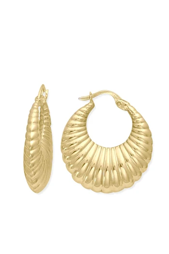 Sarı Altın 2.5 Cm Altın Midye Halka Küpe