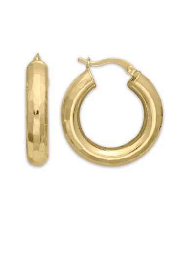 Sarı Altın 2.5 Cm Kristal Kalemli Altın Halka Küpe