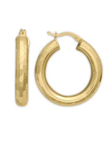 Sarı Altın 3 Cm Kristal Kalem İşleme Altın Halka Küpe