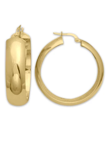 Sarı Altın 3.5 Cm Kalın Halka Altın Küpe