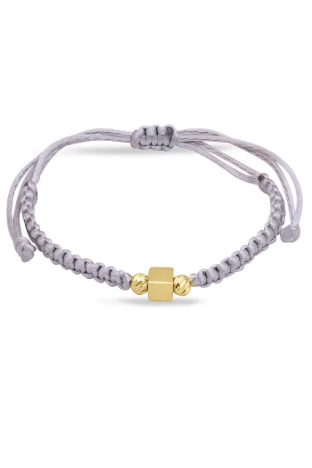 Sarı Altın Altın Gri İpli Toplu Küp Bileklik