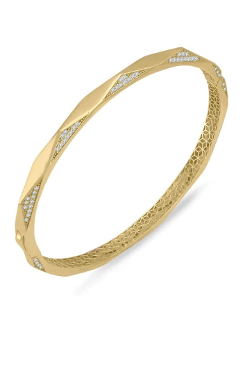 Sarı Altın Altın Taşlı Fasetli Bilezik