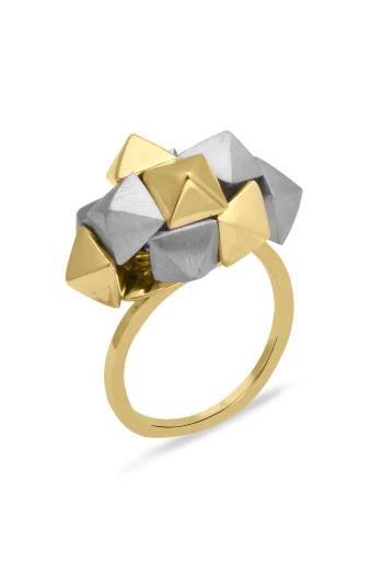 Sarı Altın Geometrik Model Modern Altın İtalyan Yüzük