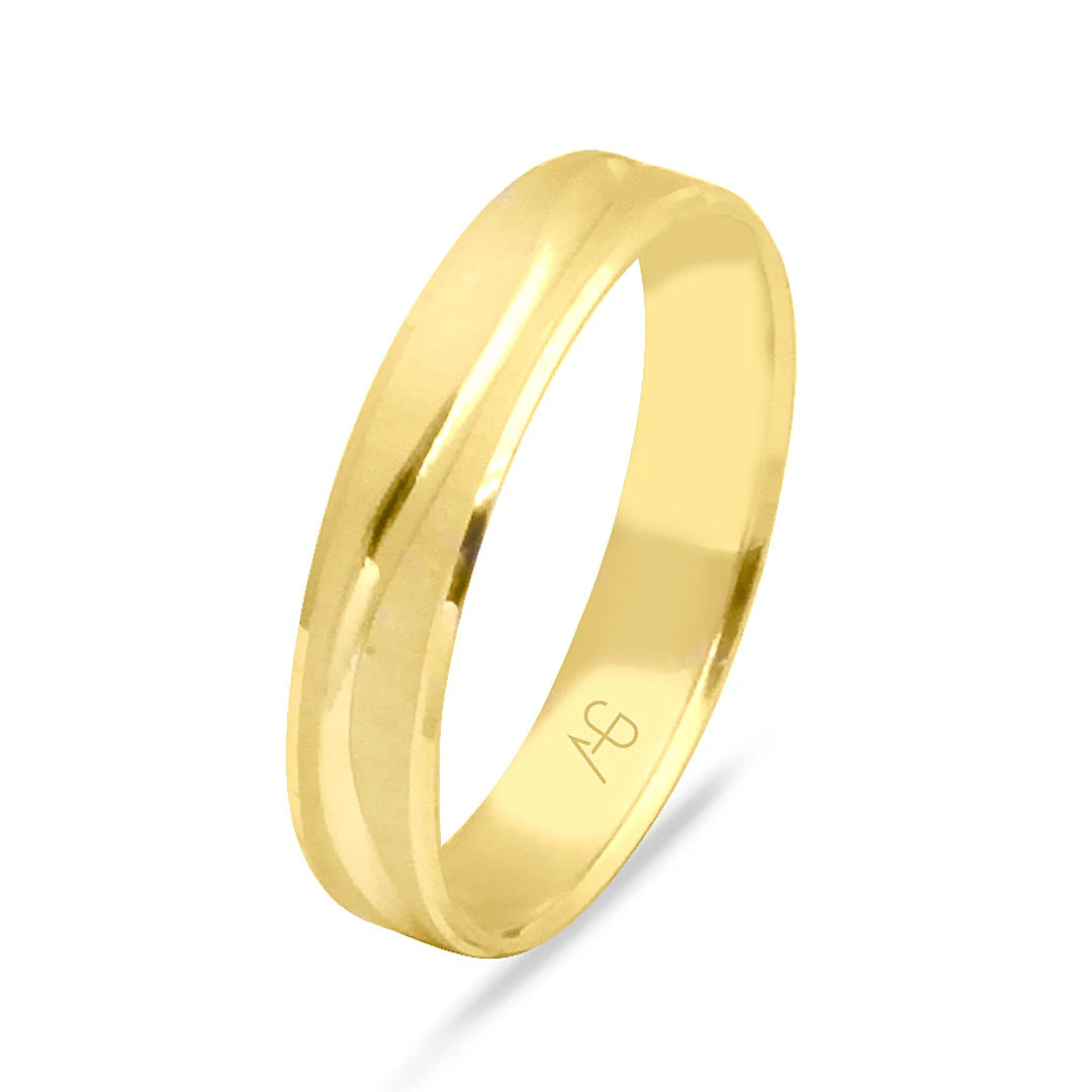 Sarı Altın Ortası Şeritli Altın Alyans  (ALY0006)