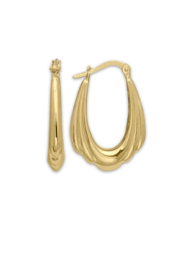 Sarı Altın Su Damlası Oval Tasarım Halka Küpe