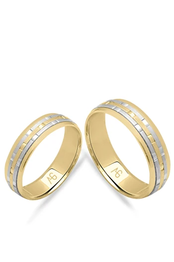 sarı beyaz altın Örgü Detay Unisex Altın Taşsız Çift Alyans