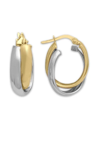 sarı beyaz altın Oval Sarı Beyaz Altın Halka Küpe