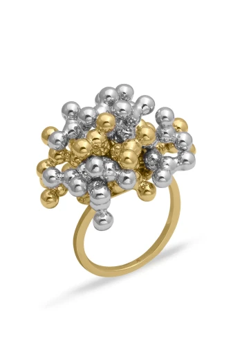 sarı beyaz altın Tohum Tasarımlı Altın Yüzük