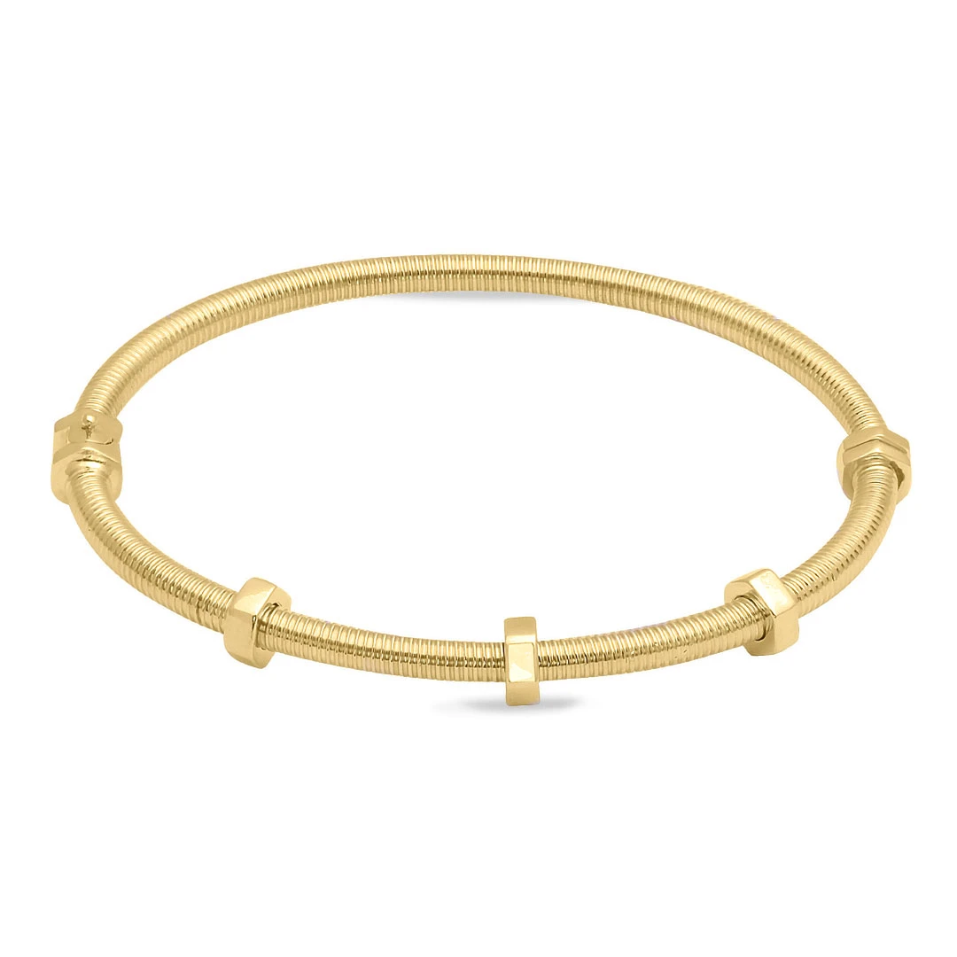 Somon Detaylı Taşsız Altın Unisex Bilezik (BLZ0073)