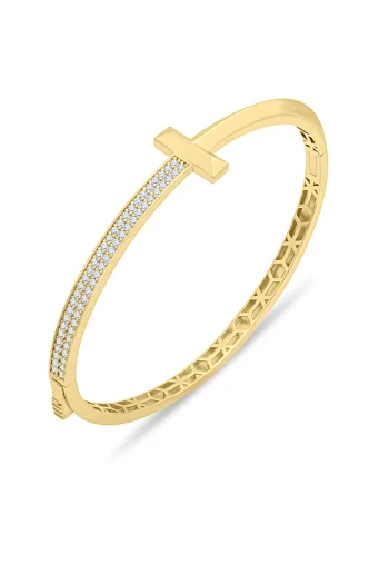 Taşlı Altın T Bilezik