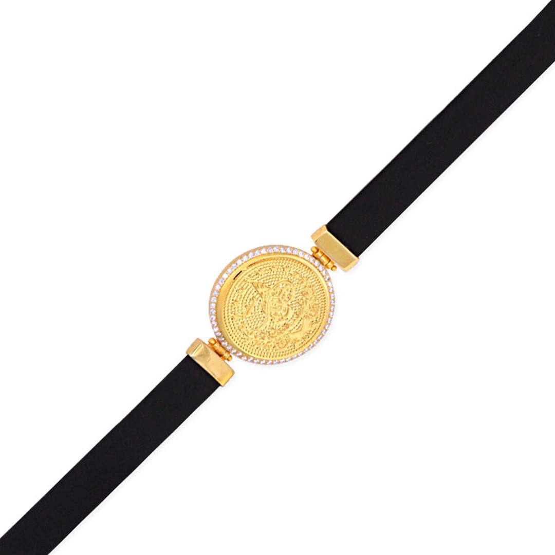 Taşlı Kenar Orta Boy Tuğralı Bileklik (BLK0071)