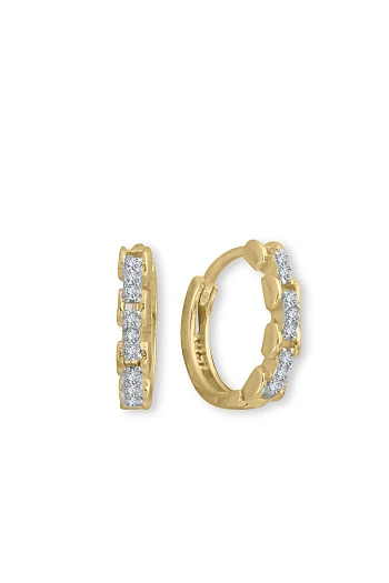 Taşlı Mini Halka Model Altın Çocuk Küpesi