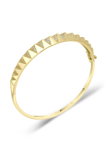 Taşlı Piramit Altın Kadın Bilezik