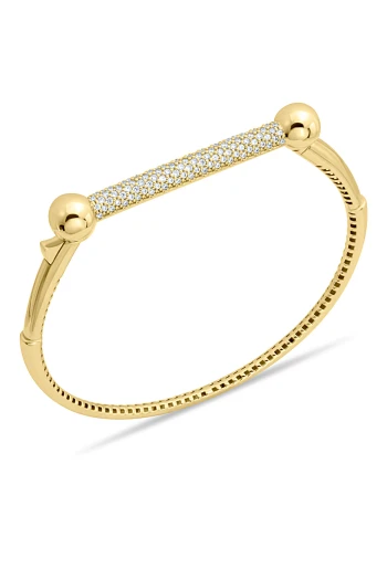 Taşlı Üstten Alçılan Altın Bilezik