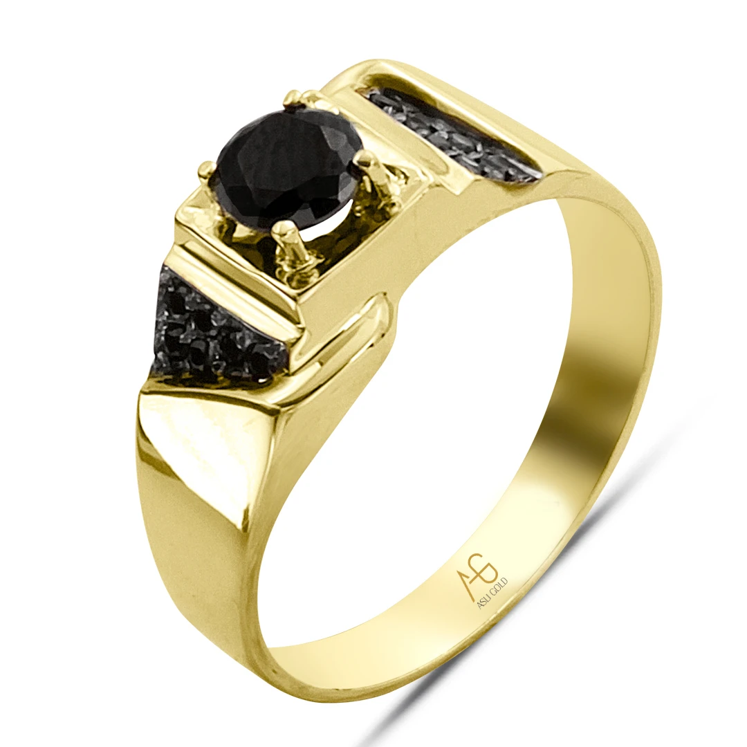 Tektaş Detaylı Altın Erkek Yüzüğü (EYZ0024)