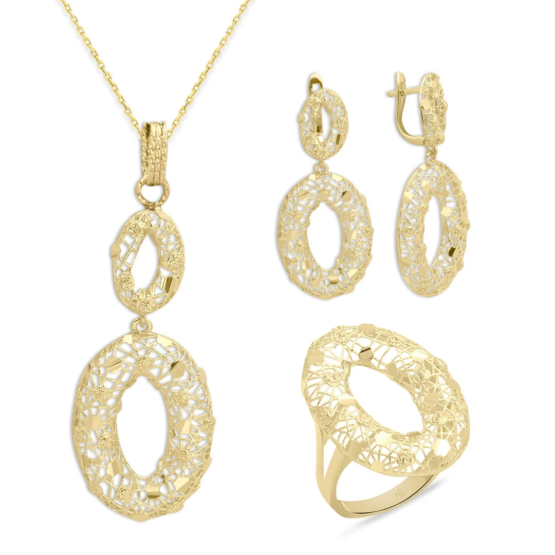 Üçlü İtalyan Oval Üçlü Altın Takım (TKM0070)