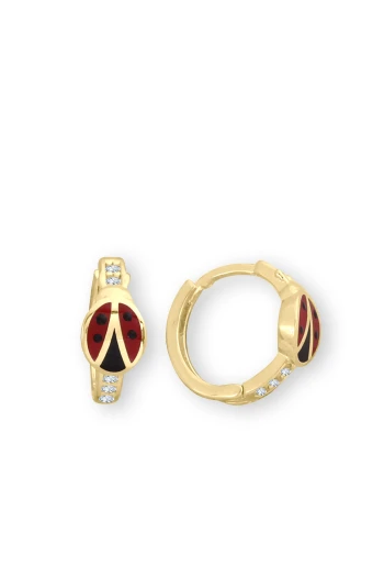 Uğur Böcekli Altın Çocuk Küpesi