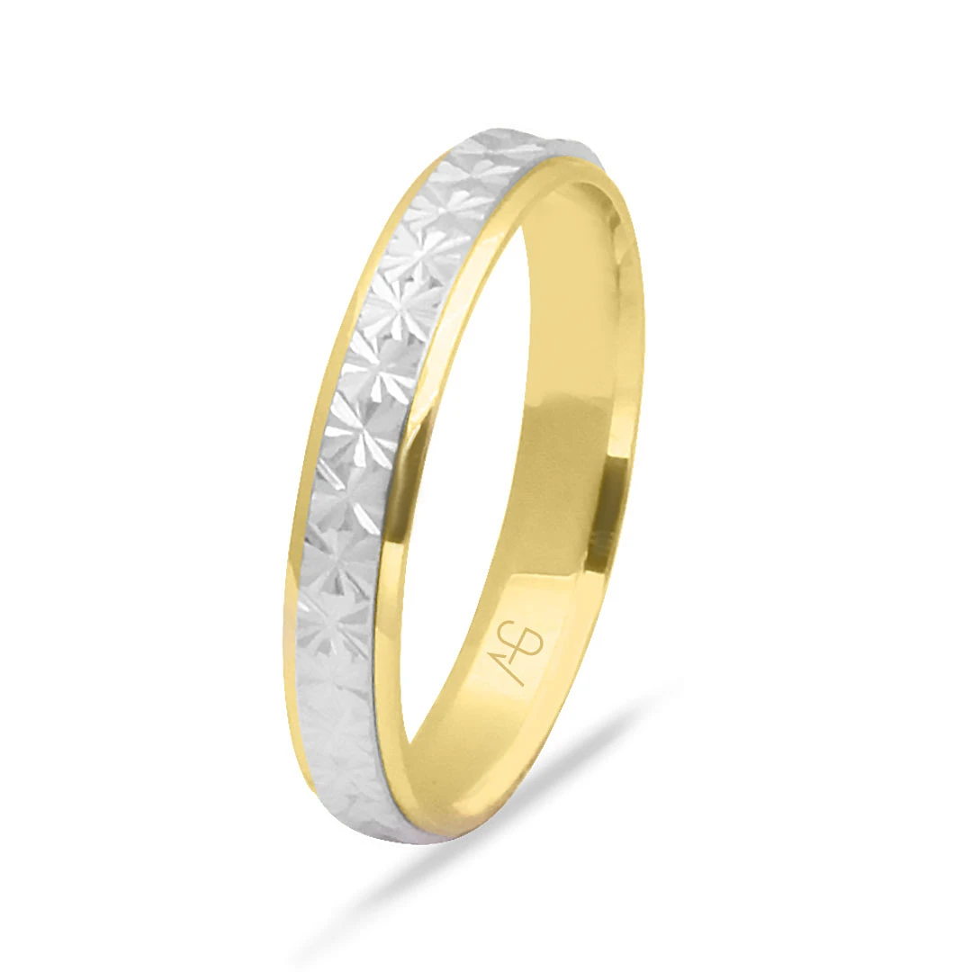 Yıldız İşleme Altın Unisex Alyans (ALY0009)