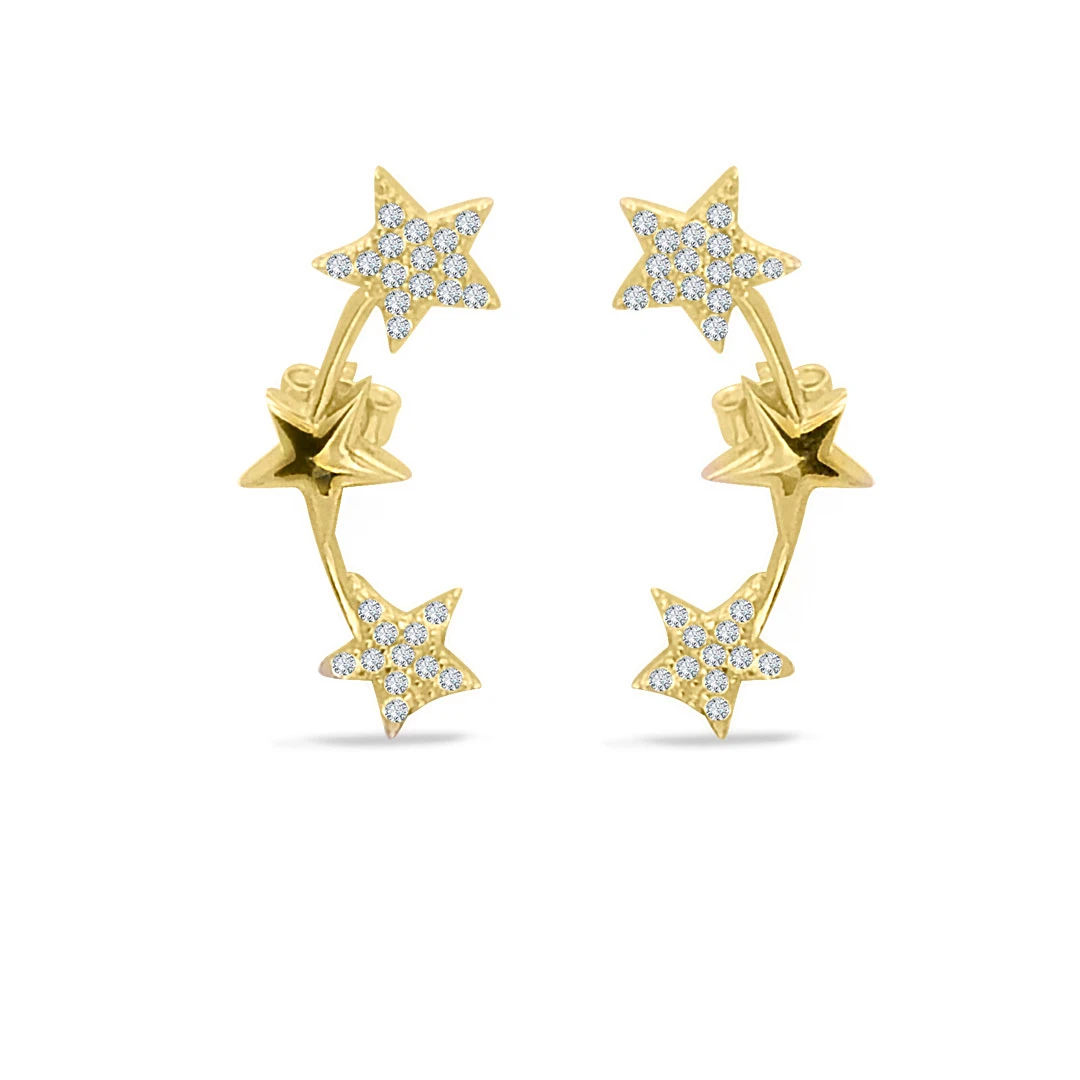 Yıldız Tasarımlı Altın Kıkırdak Küpe (KP0091)