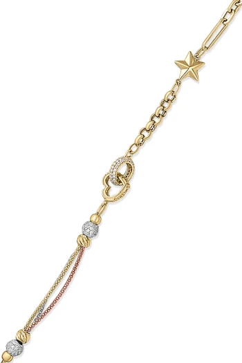 Yıldız Ve Kalp Detaylı Altın Bileklik